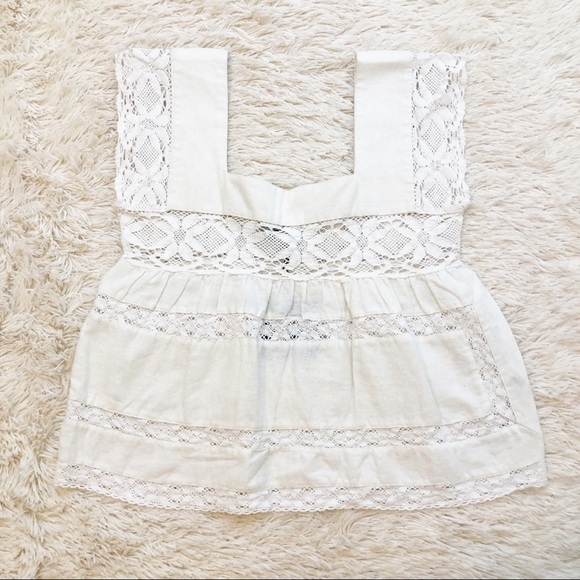 ASOS Tops - ASOS Women's White Crop Crochet Lace Shirt